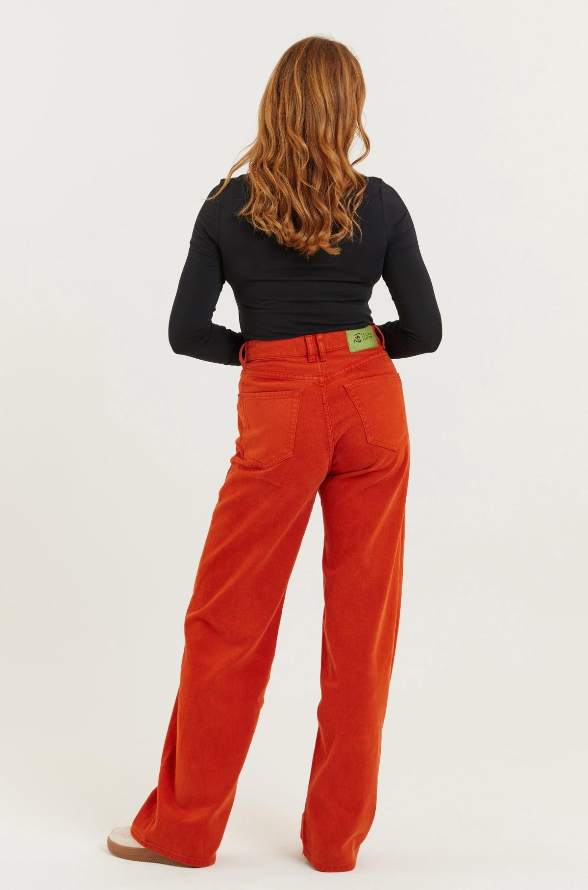 Burnt Orange Recycled Wood Etta High Waist Wide Leg Jeans