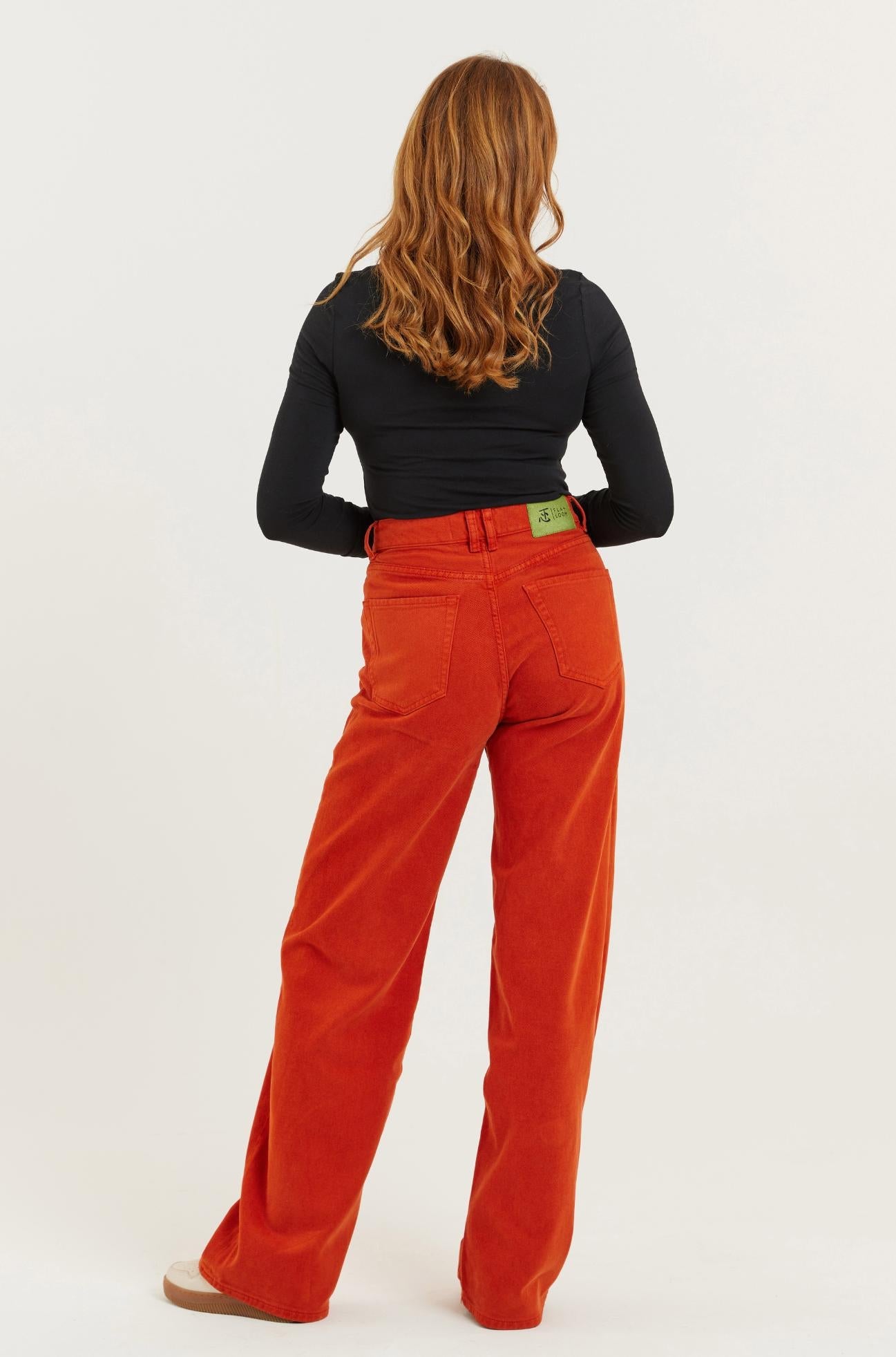 Burnt Orange Recycled Wood Etta High Waist Wide Leg Jeans
