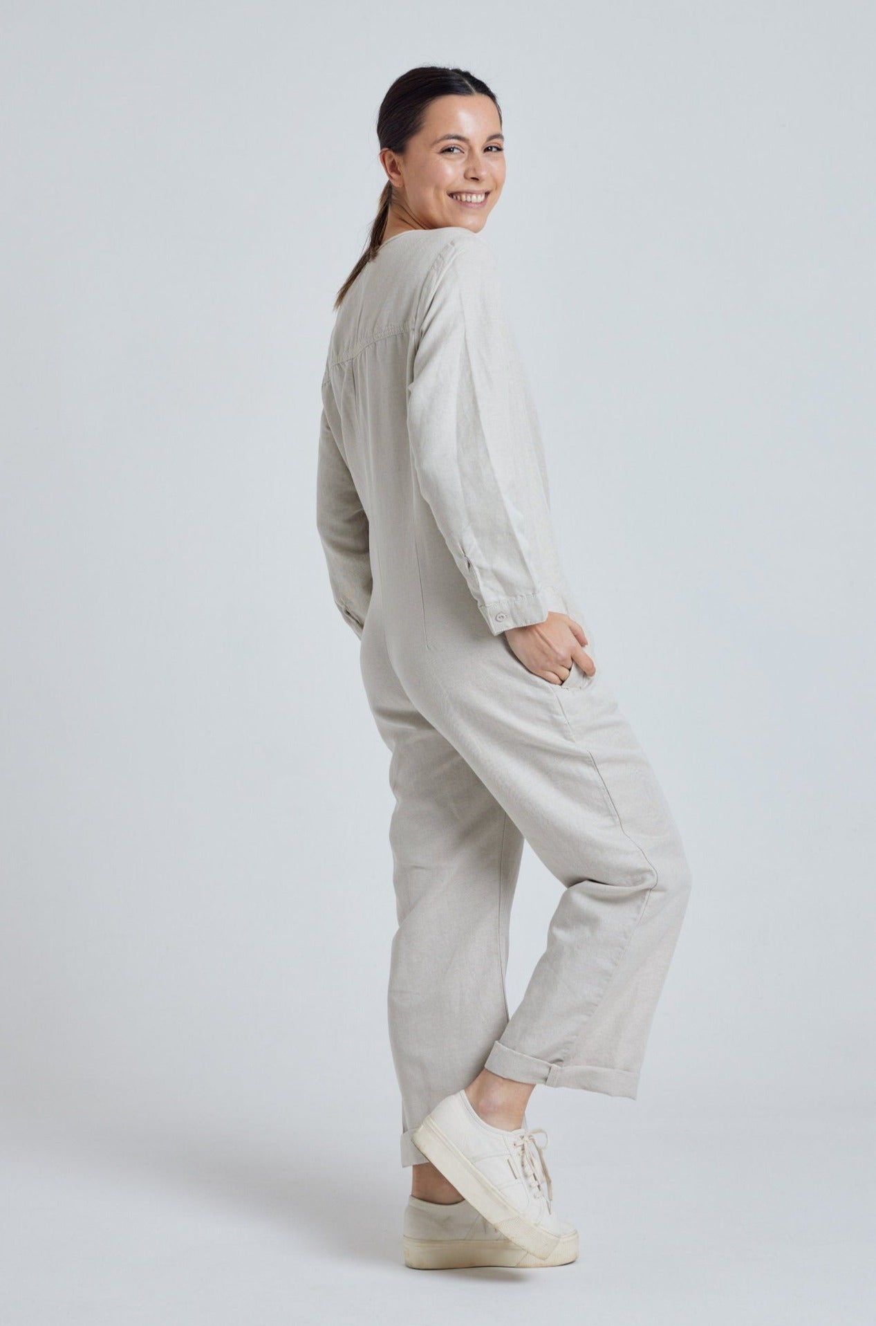 Natural Clara Jumpsuit - GOTS Certified Organic Cotton and Linen