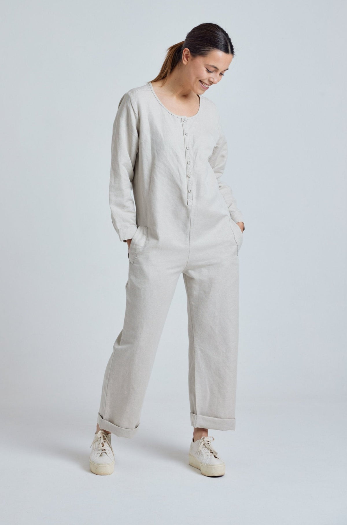 Natural Clara Jumpsuit - GOTS Certified Organic Cotton and Linen