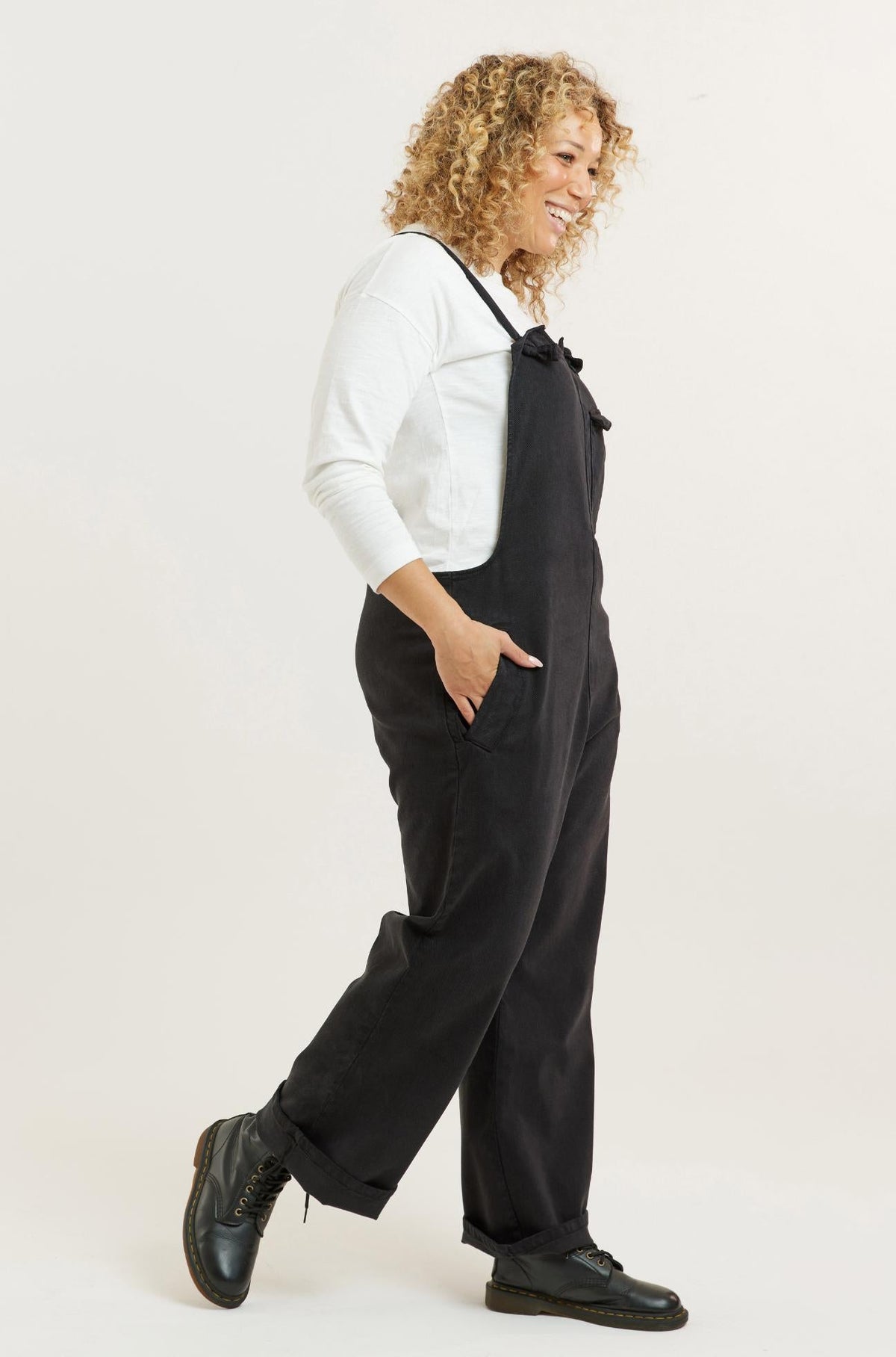 Black Recycled Wood Denim Lou-Barker Dungaree