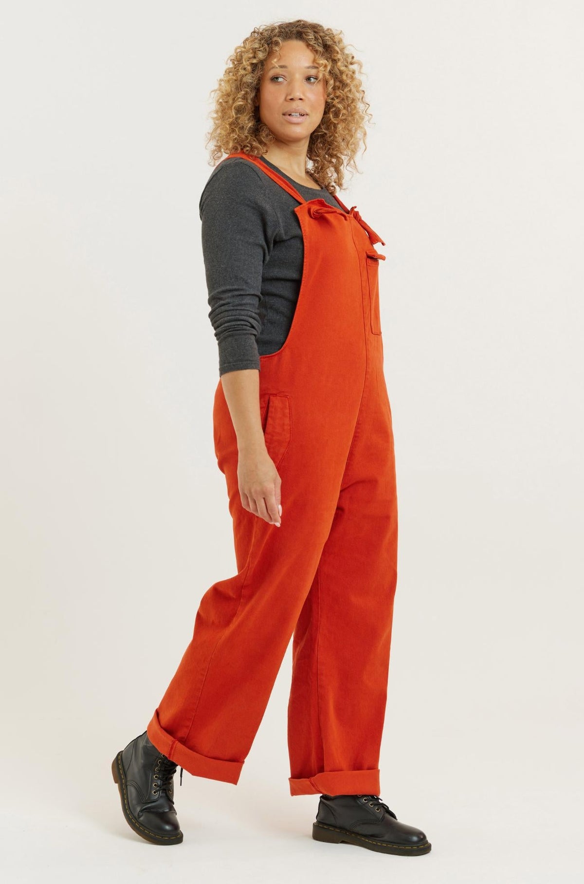 Burnt Orange Recycled Wood Denim Lou-Barker Dungaree