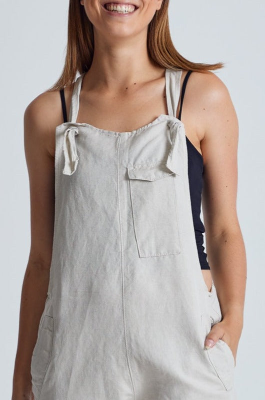 Natural Mary-Lou Pocket Dungaree - GOTS Certified Organic Cotton and Linen