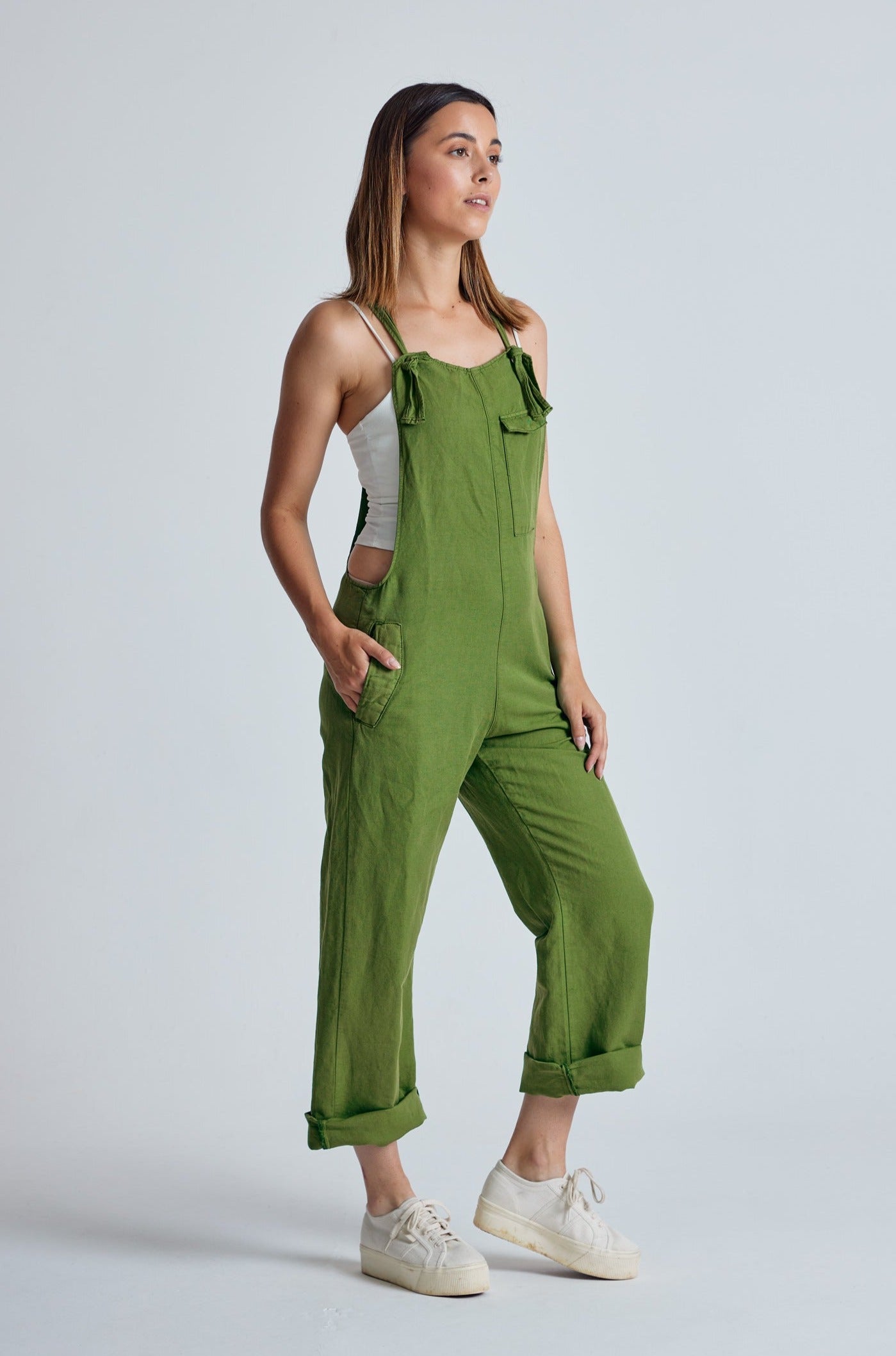 Spring Green Mary-Lou Pocket Dungaree - GOTS Certified Organic Cotton