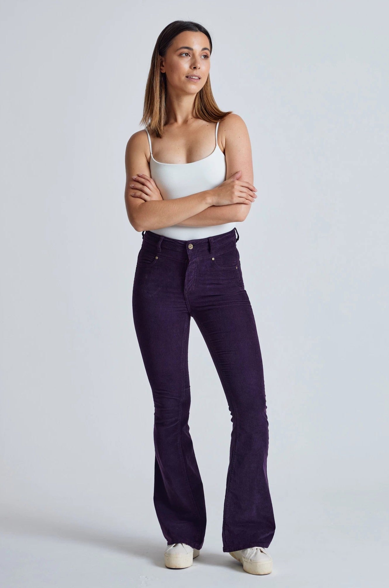 Aubergine Baby Mavis High Waisted Skinny Flared Jeans - GOTS Certified Organic Cotton and Elastane