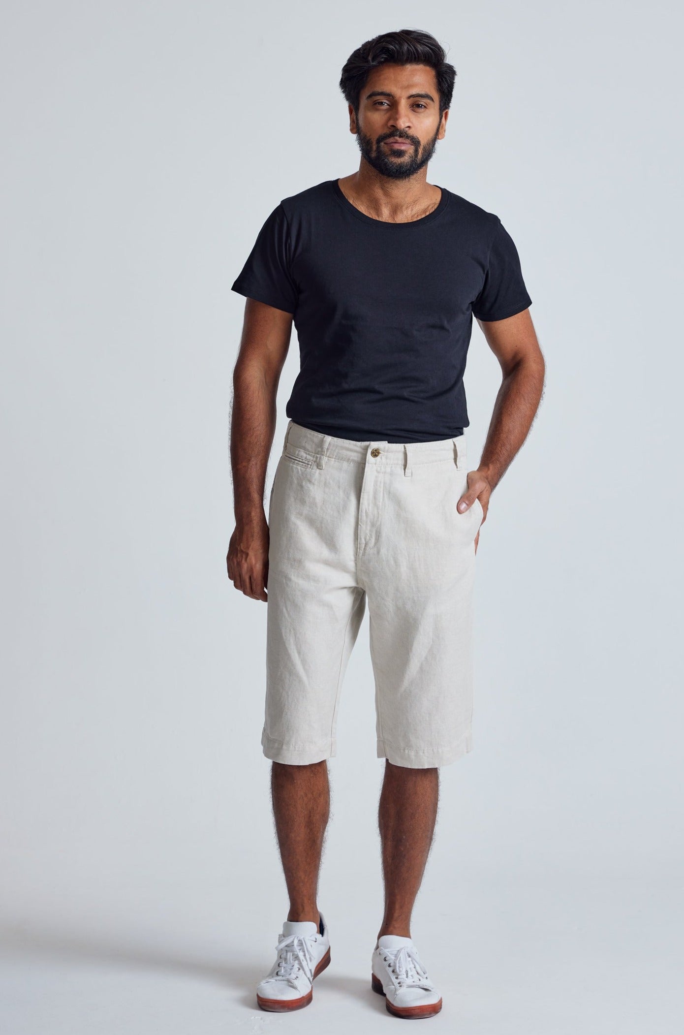 Natural The Bird Regular Fit Shorts - GOTS Certified Organic Cotton and Linen