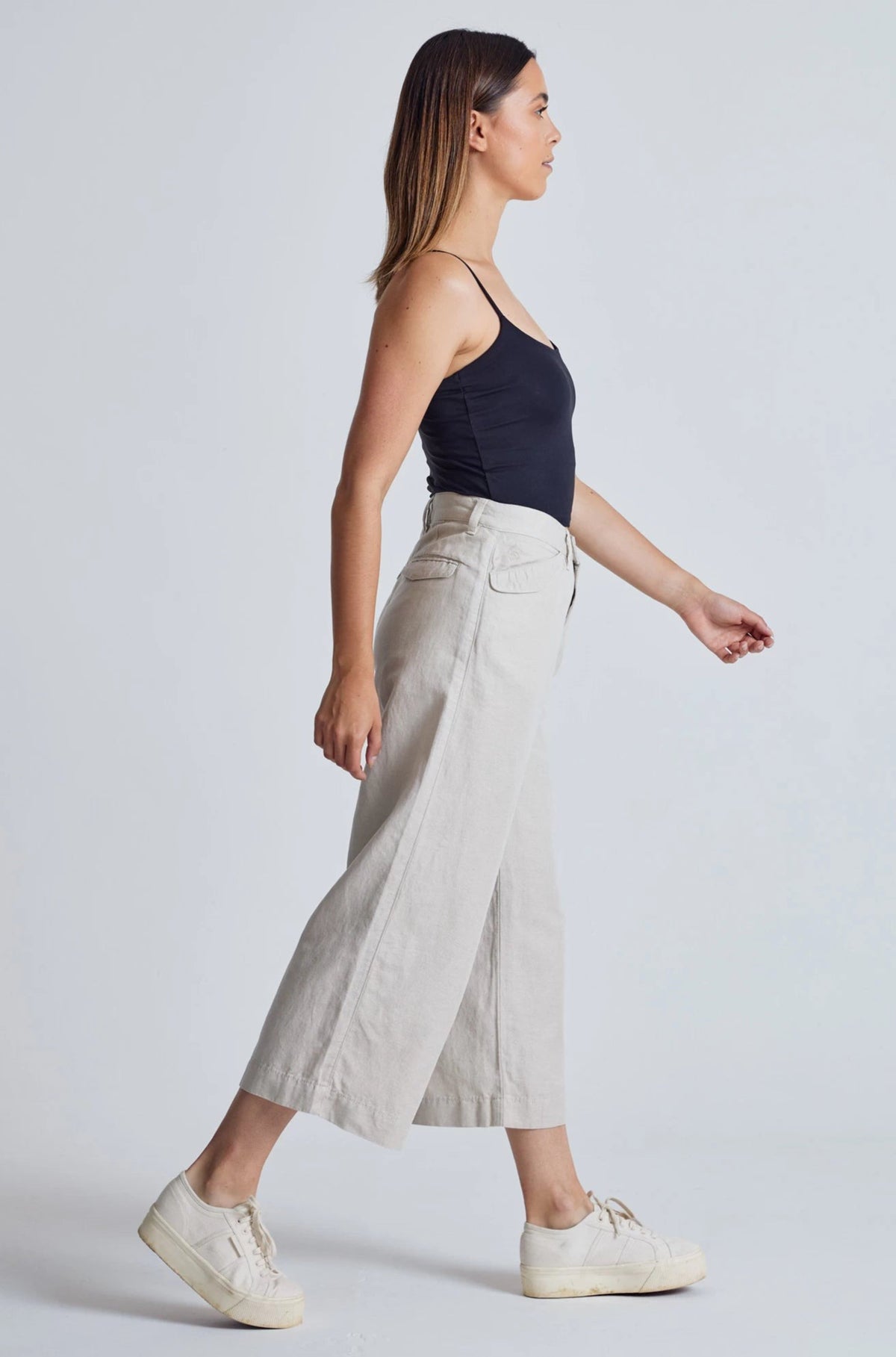 Natural Betty Wide Leg Cropped Culotte Trouser - GOTS Certified Organic Cotton and Linen