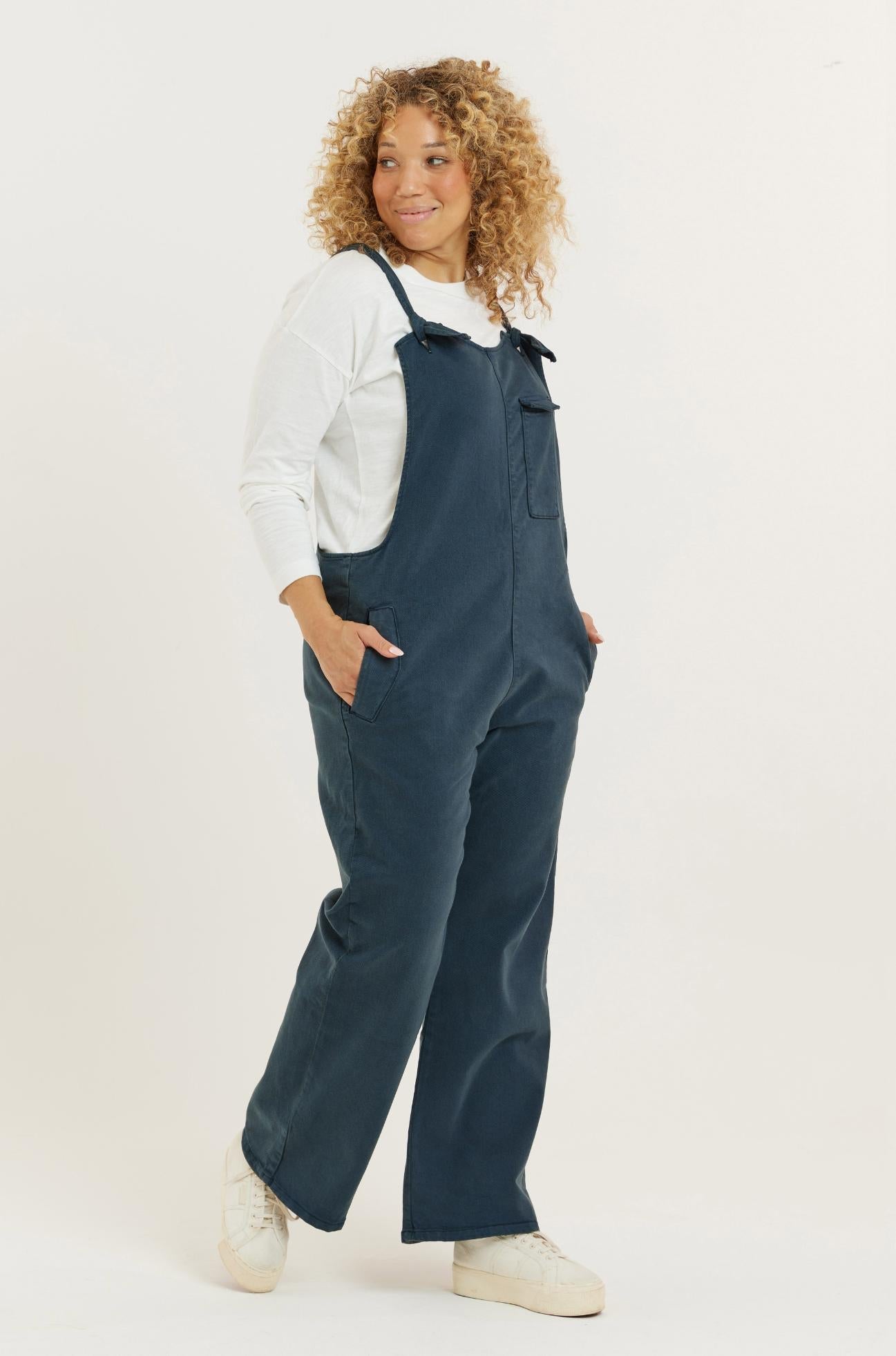 Navy Recycled Wood Denim Lou-Barker Dungaree