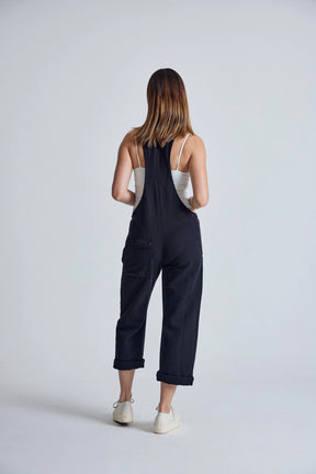Black Mary-Lou Pocket Dungaree - GOTS Certified Organic Cotton and Linen