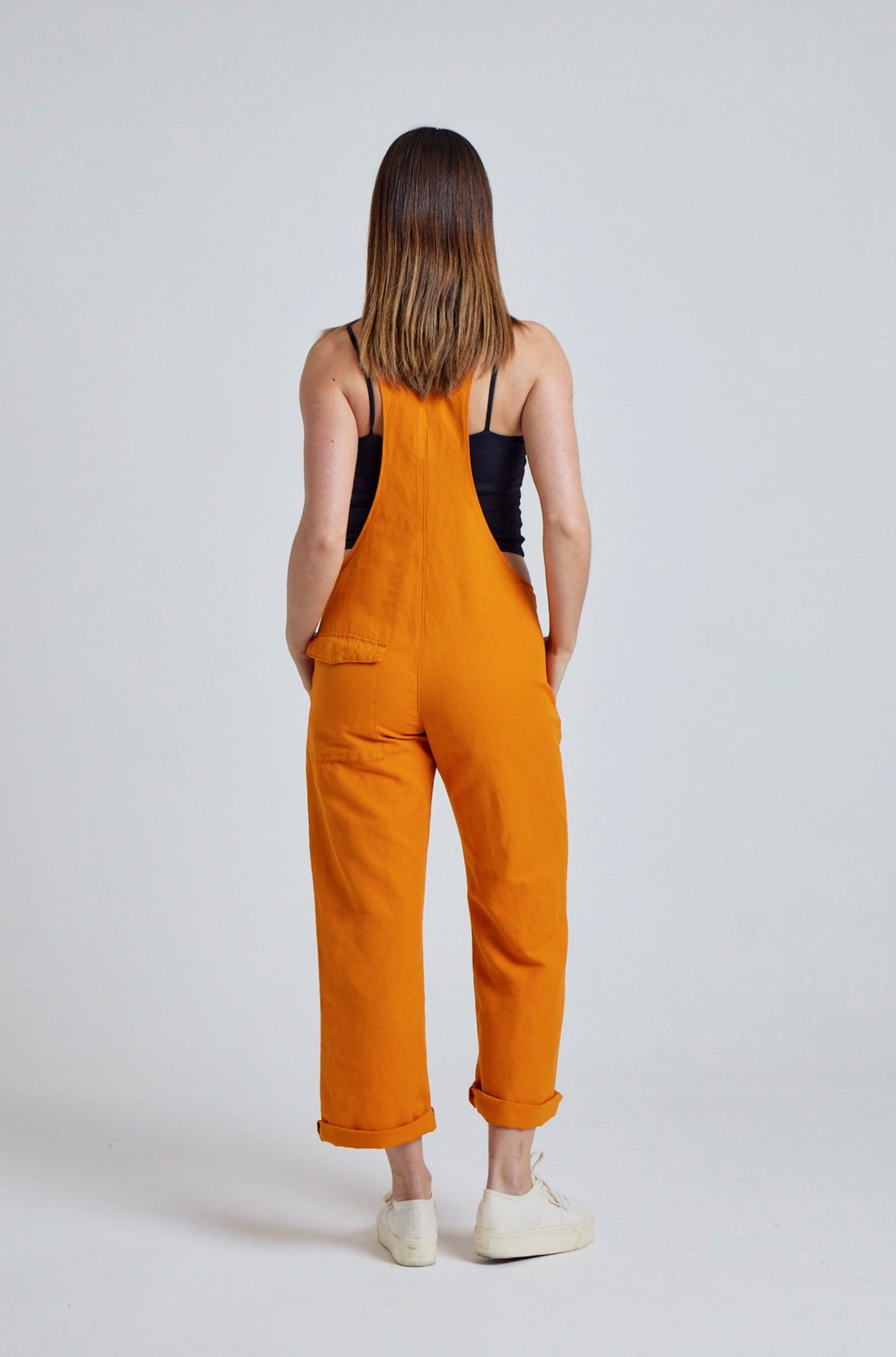Sun Orange Mary-Lou Pocket Dungaree - GOTS Certified Organic Cotton and Linen