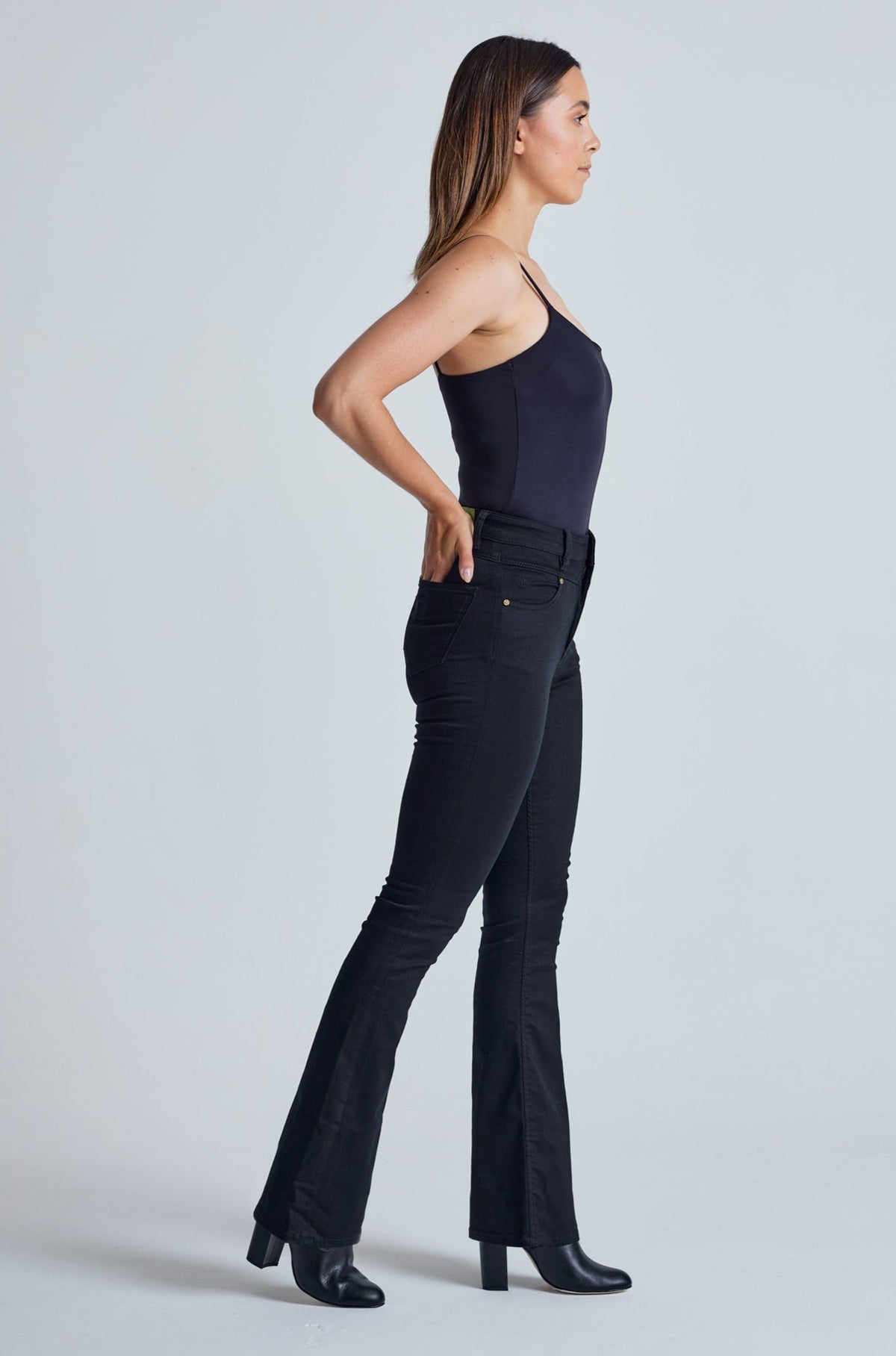 Ebony Mavis High Waisted Skinny Flared Jeans - GOTS Certified Organic Cotton and Recycled Polyester