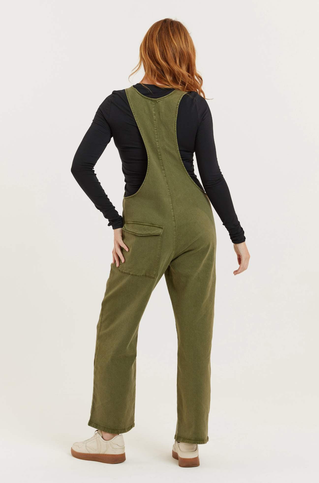 Olive Recycled Wood Denim Mary-Lou Pocket Dungaree
