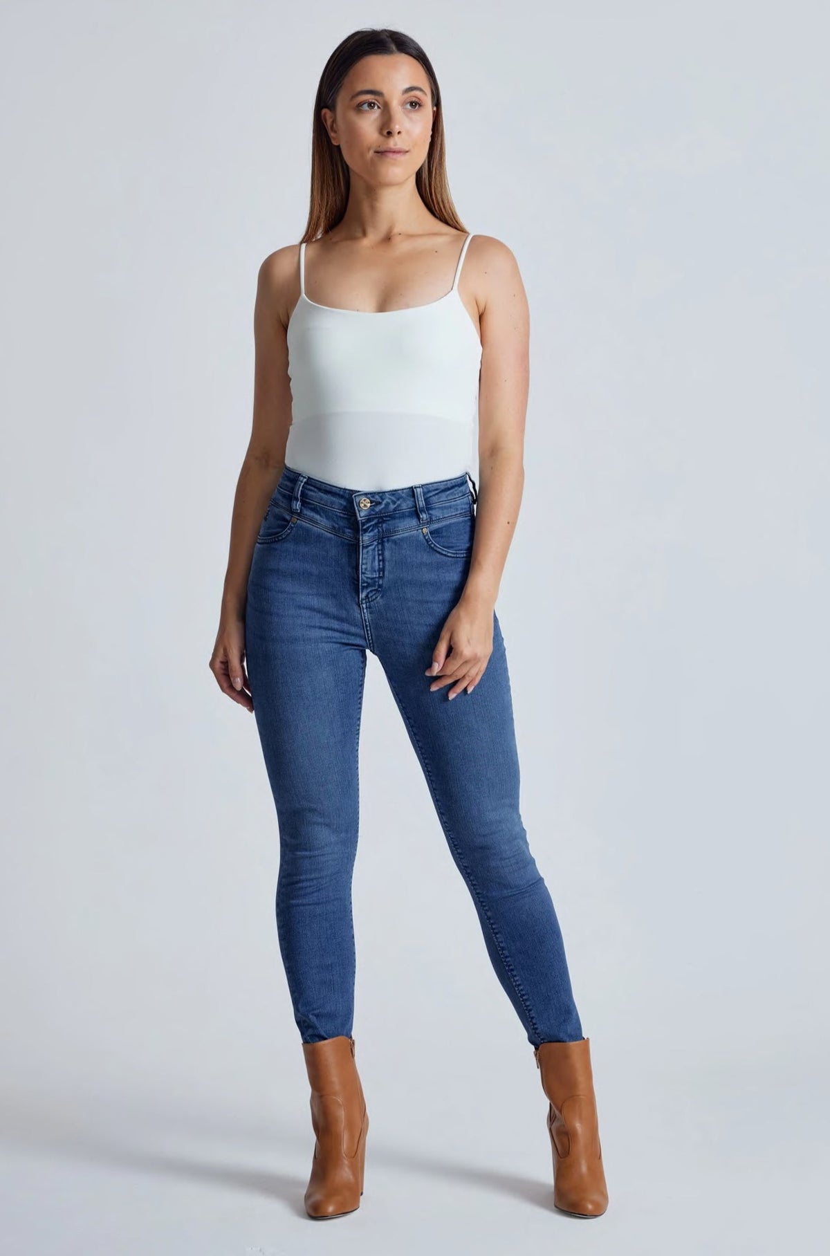 Azure Nina High Waisted Skinny Jeans - GOTS Certified Organic Cotton and Recycled Polyester
