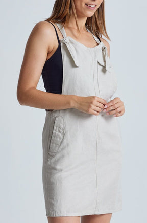Natural Peggy Pocket Dungaree Dress - GOTS Certified Organic Cotton and Linen