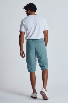 Retro-Blue The Bird Regular Fit Shorts - GOTS Certified Organic Cotton and Linen